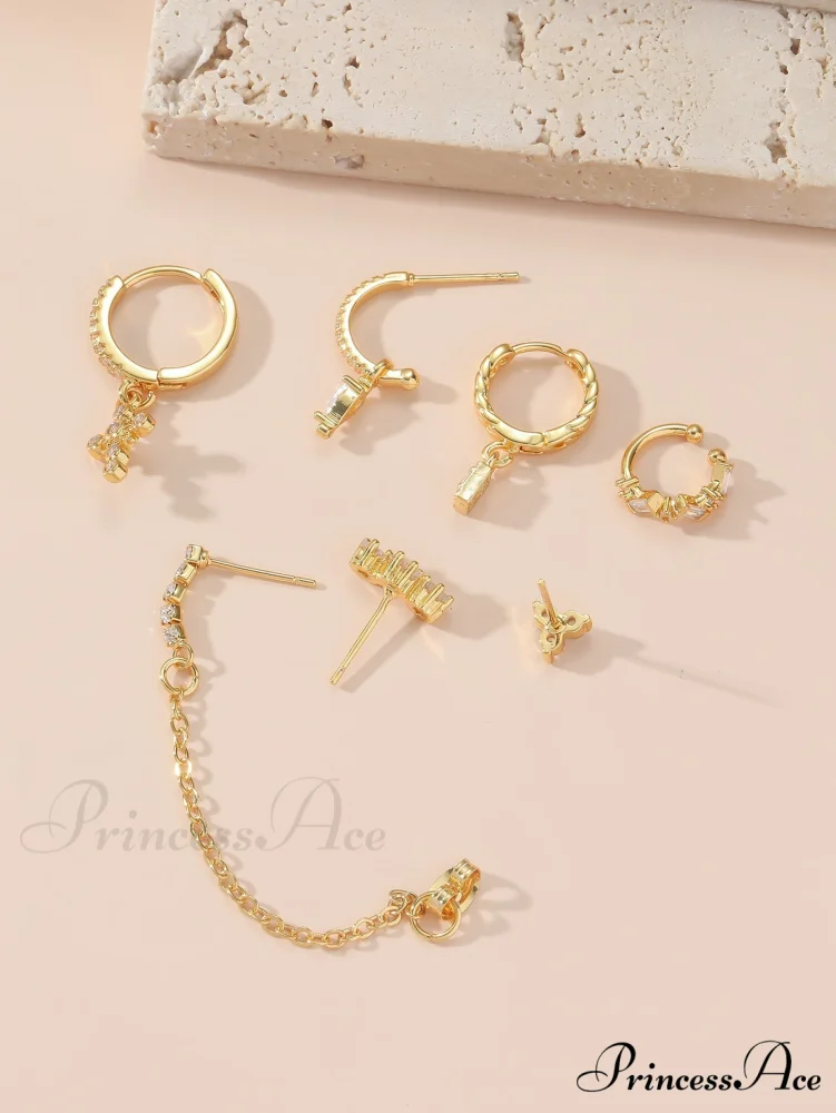 7pcs Cubic Zirconia Decor Earring - Image 2