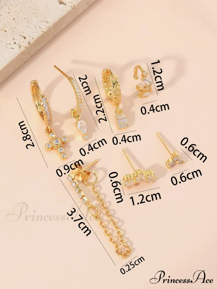 7pcs Cubic Zirconia Decor Earring - Image 3