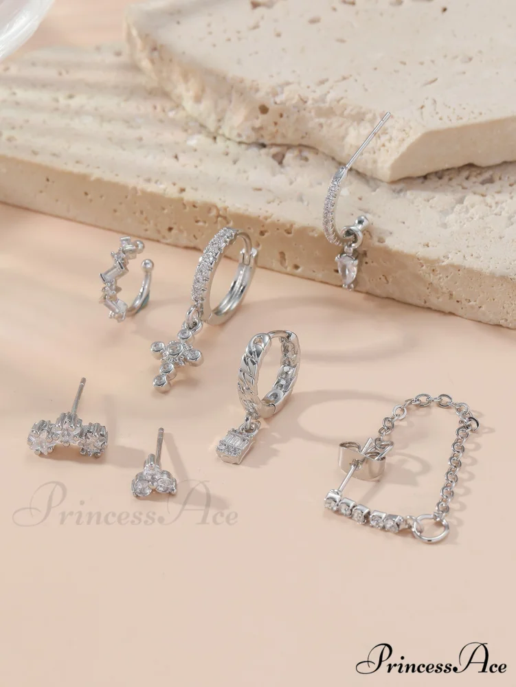 7pcs Cubic Zirconia Decor Earring - Image 5