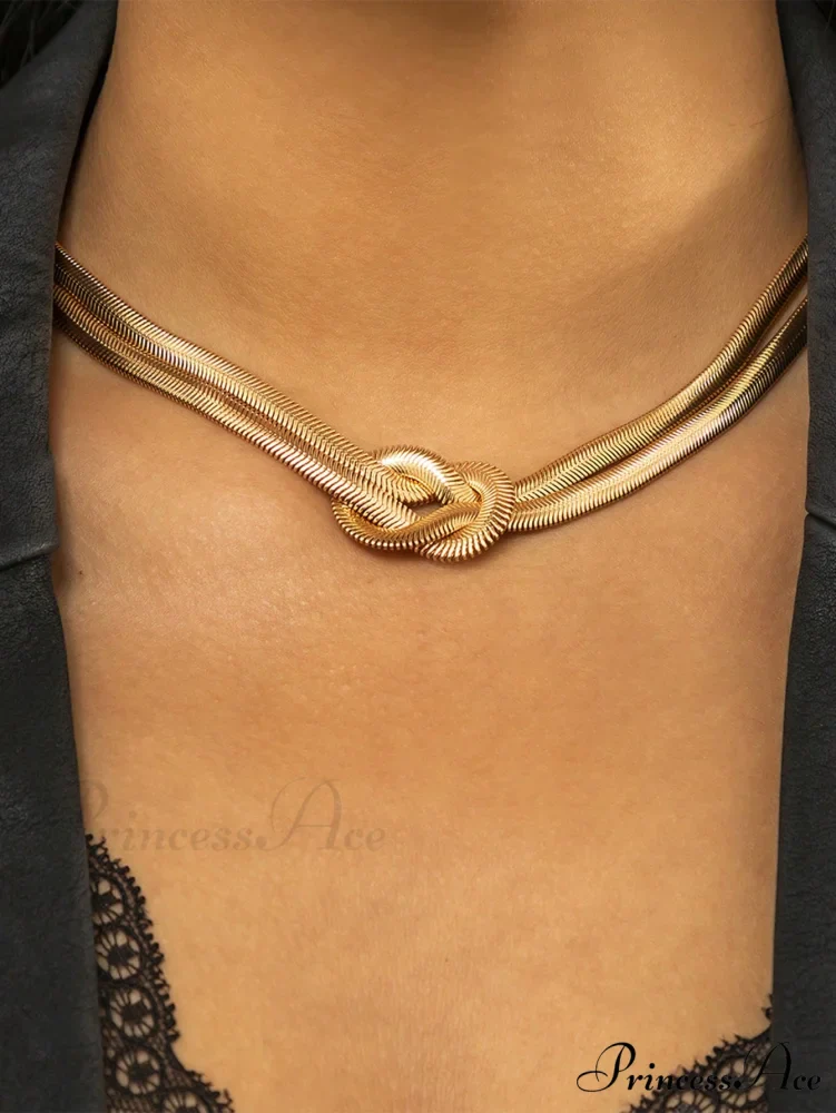 1pc Minimalist Knot Decor Layered Chain Necklace - Image 2