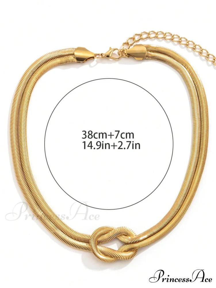 1pc Minimalist Knot Decor Layered Chain Necklace - Image 3