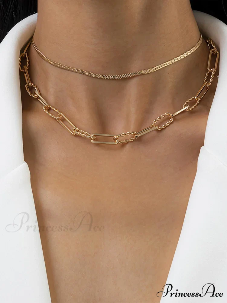 1pc Minimalist Knot Decor Layered Chain Necklace - Image 4