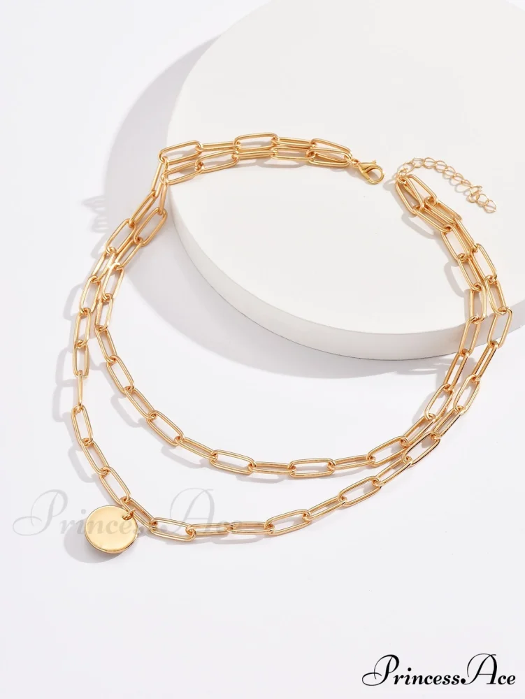 Round Charm Layered Necklace - Image 2