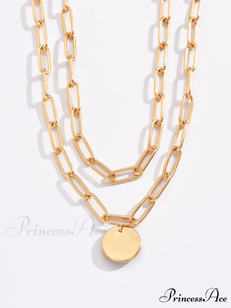 Round Charm Layered Necklace - Image 3
