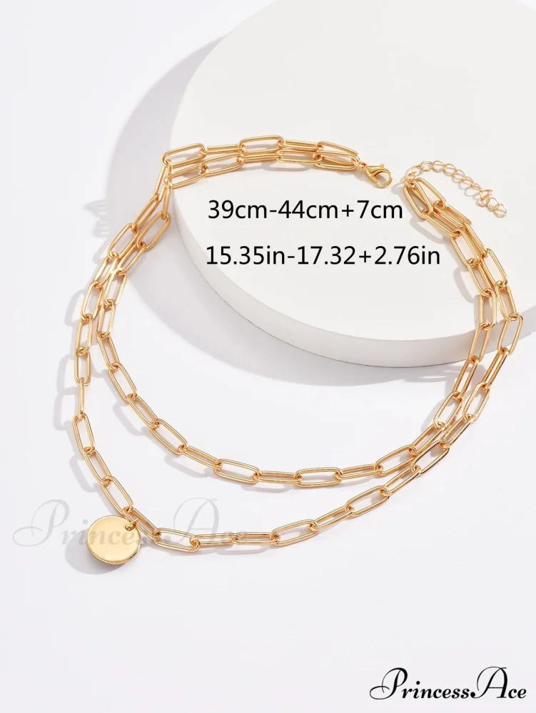 Round Charm Layered Necklace - Image 5