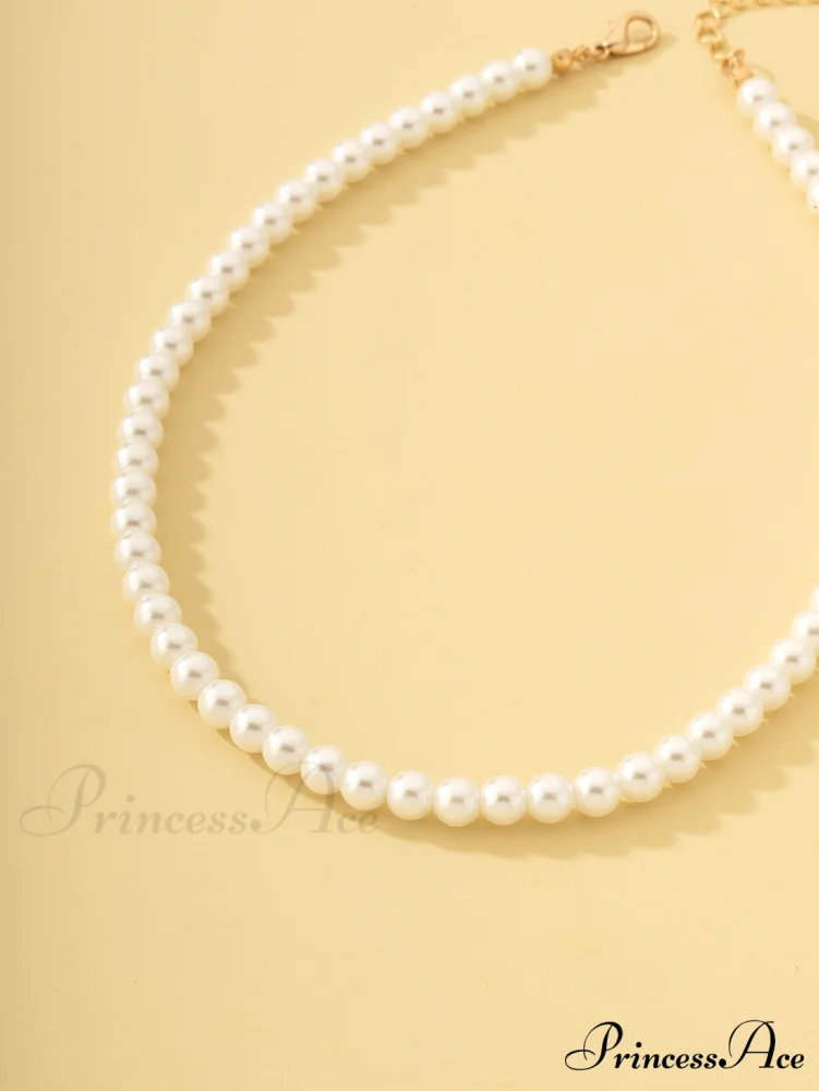 Faux Pearl Beaded Necklace - Image 2