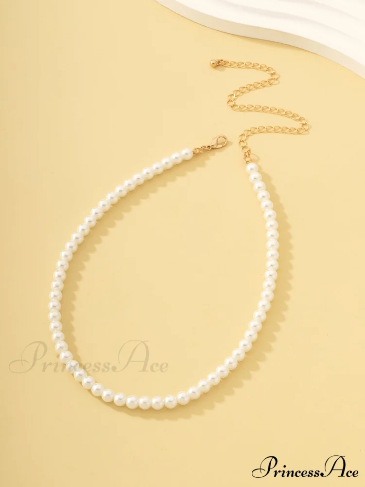 Faux Pearl Beaded Necklace - Image 3