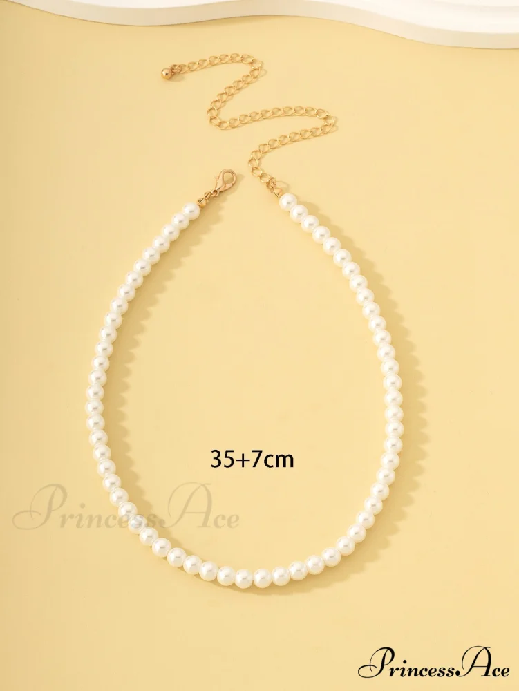 Faux Pearl Beaded Necklace - Image 4