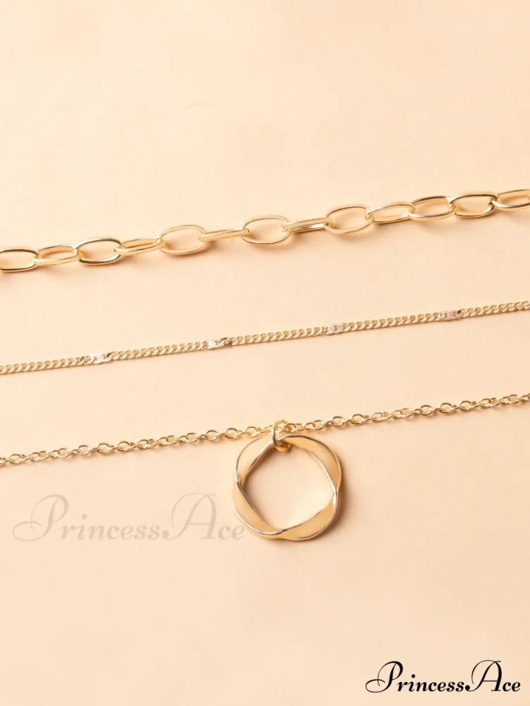 Twist Round Charm Layered Necklace - Image 3
