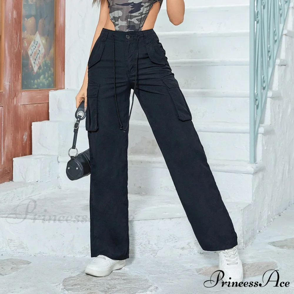 Multiple Pockets Straight Wide Leg Trousers - Image 7