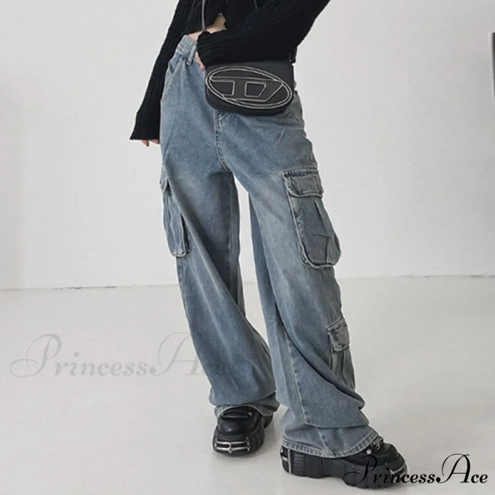 Wide Leg High Waist Straight Trousers Overalls - Image 2