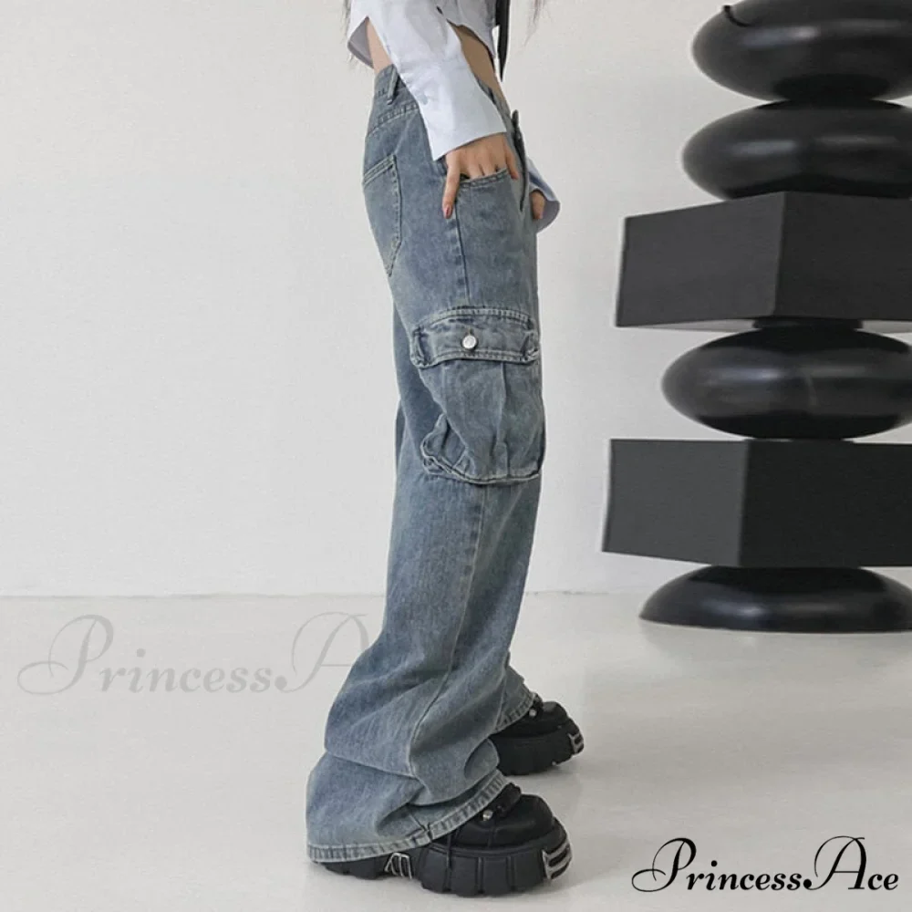 Wide Leg High Waist Straight Trousers Overalls - Image 5