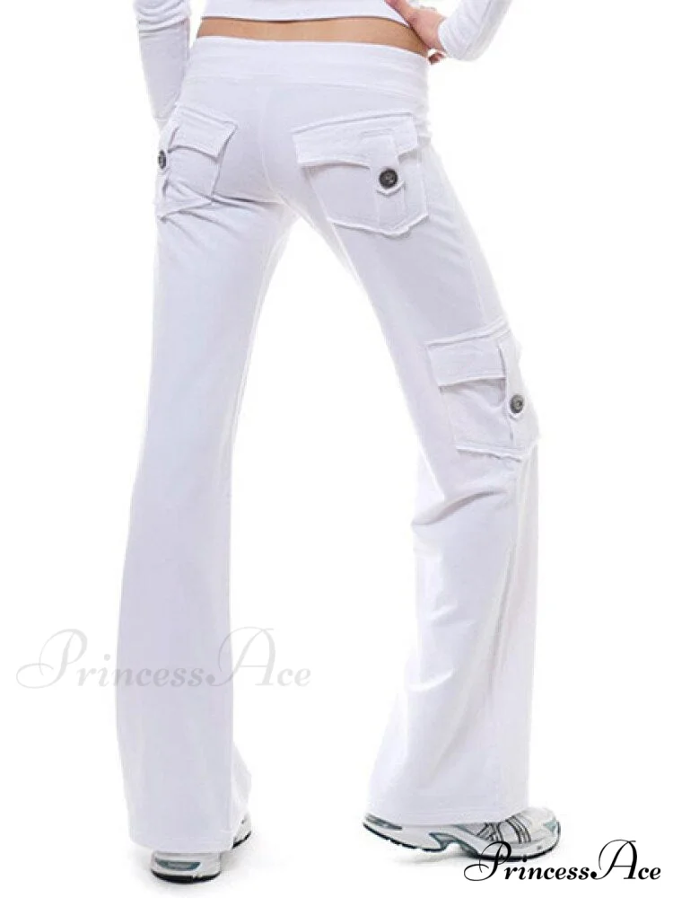 Solid Color Cargo Jogger Drawstring Elastic Waist Trousers - Image 7