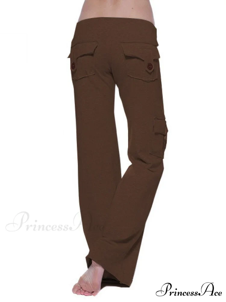 Solid Color Cargo Jogger Drawstring Elastic Waist Trousers - Image 9