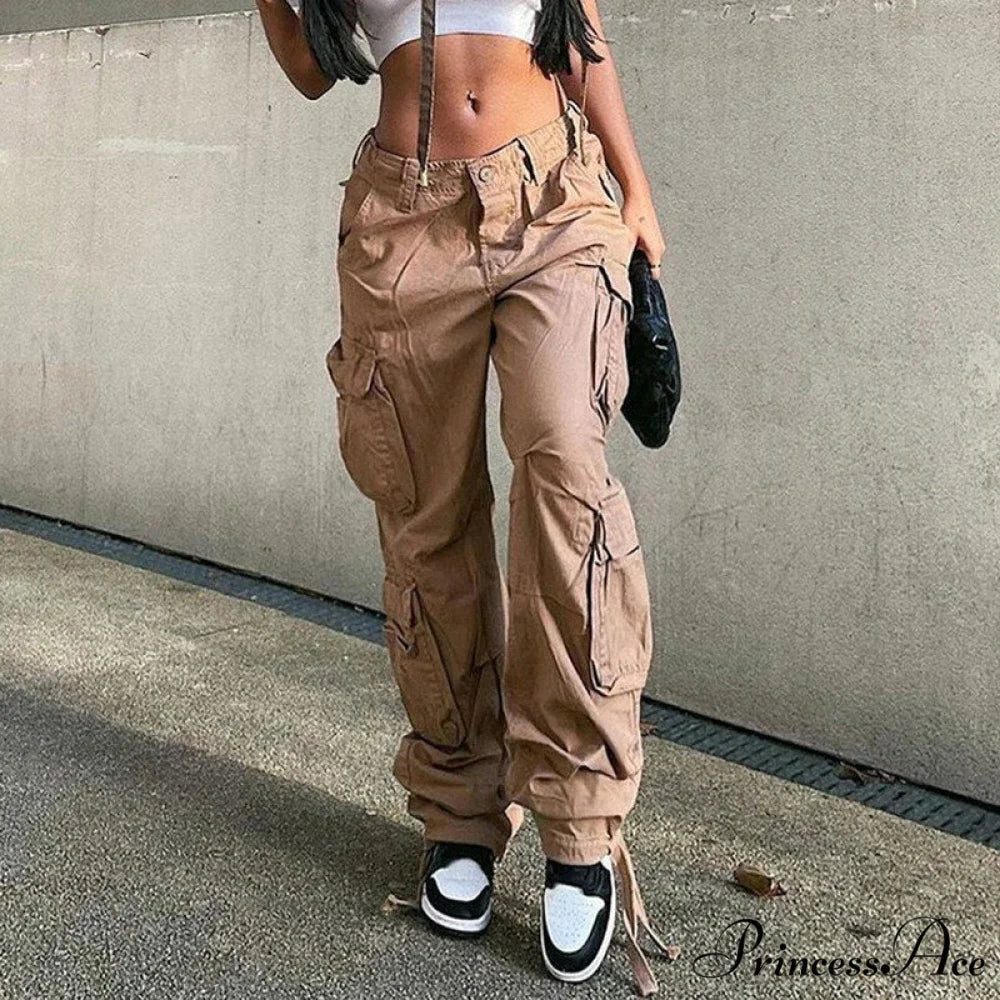 Streetwear Pockets Wide Leg High Waist Straight Trousers - Image 10