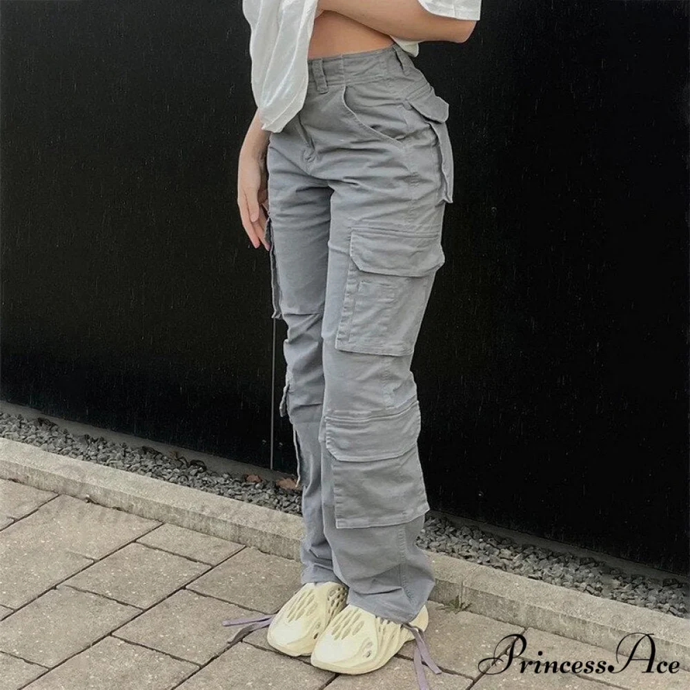 Streetwear Pockets Wide Leg High Waist Straight Trousers - Image 11