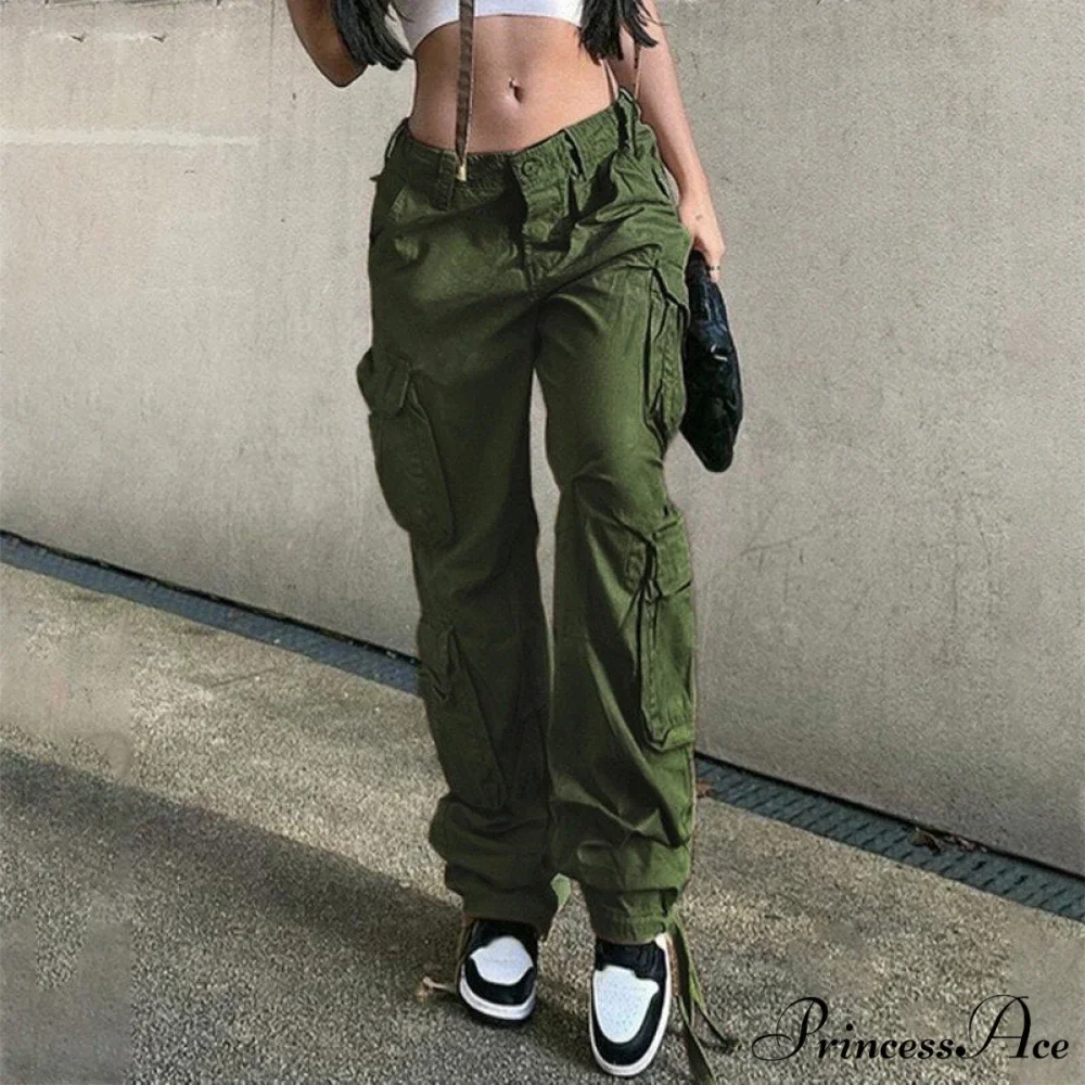 Streetwear Pockets Wide Leg High Waist Straight Trousers - Image 7