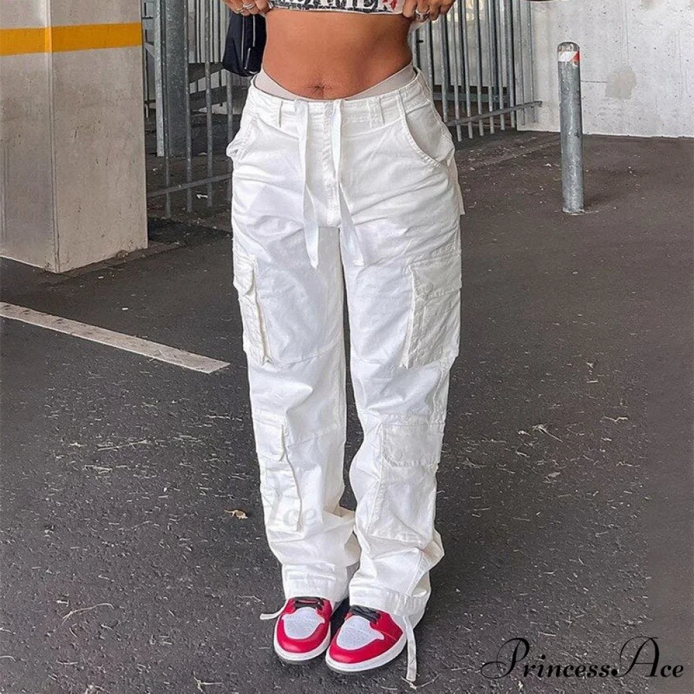 Streetwear Pockets Wide Leg High Waist Straight Trousers - Image 8