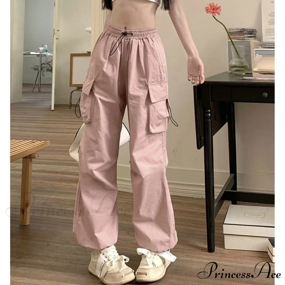 Straight Trousers Fashion Wide Leg Pockets Joggers Trousers - Image 2
