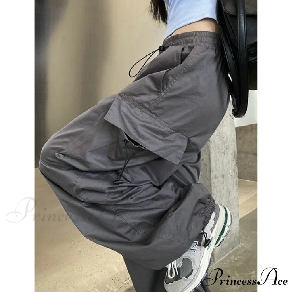 Straight Trousers Fashion Wide Leg Pockets Joggers Trousers - Image 4