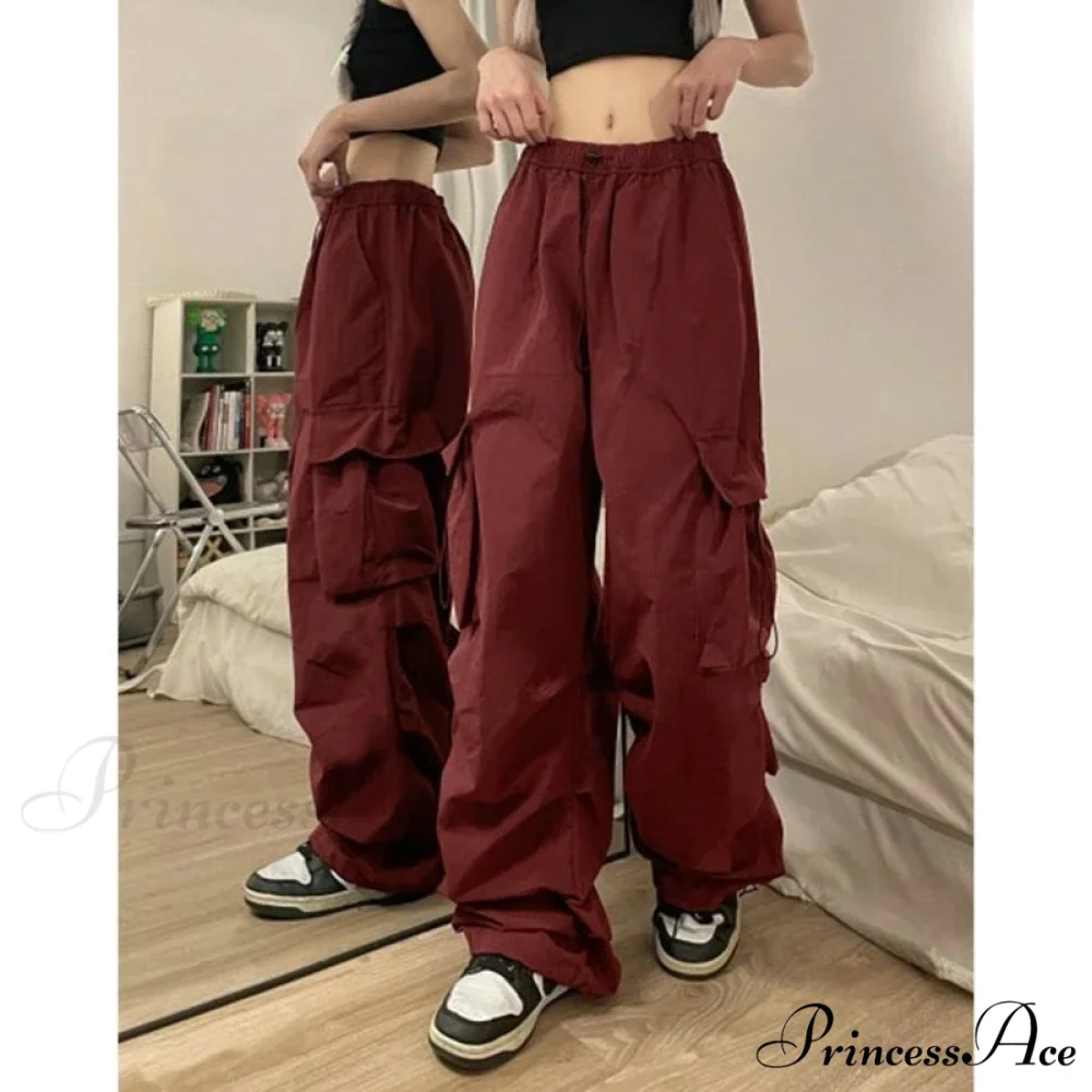 Casual Baggy Straight Wide Leg Pockets Joggers Trousers - Image 3