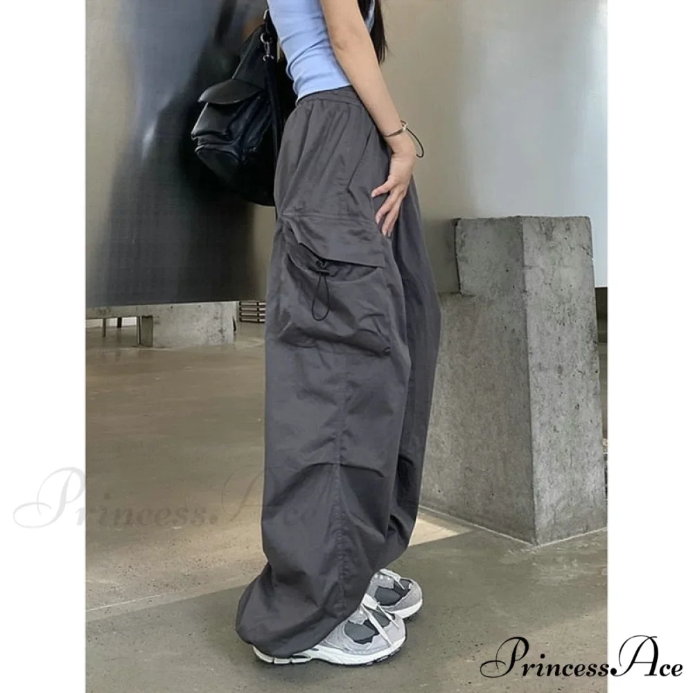 Casual Baggy Straight Wide Leg Pockets Joggers Trousers - Image 4