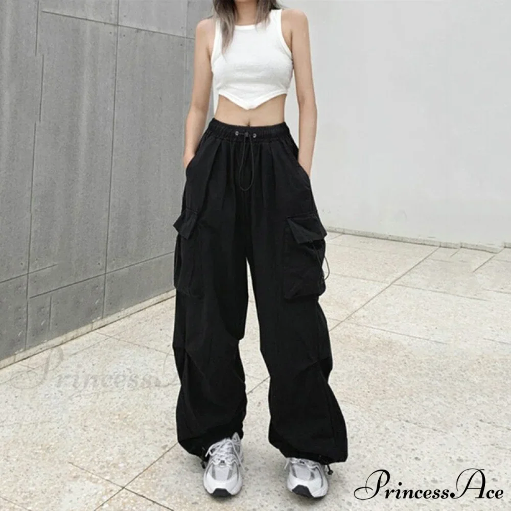Casual Baggy Straight Wide Leg Pockets Joggers Trousers - Image 7