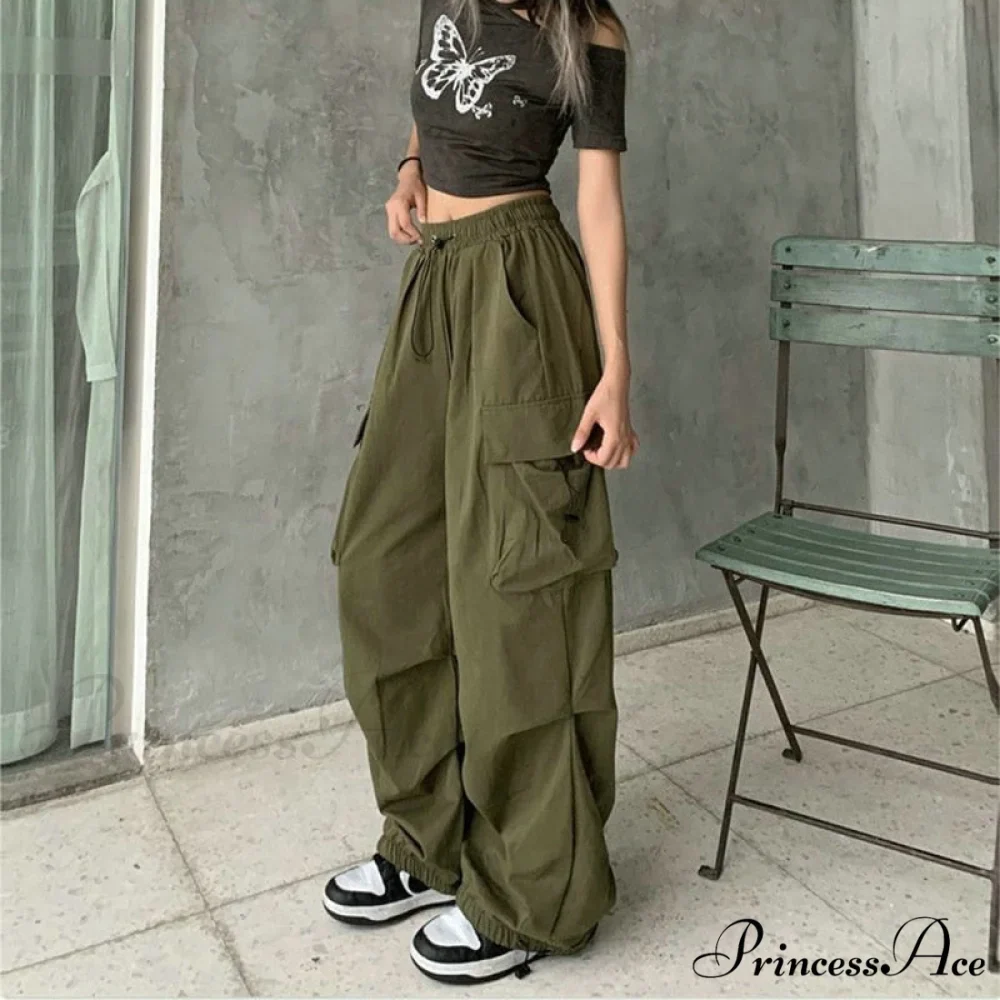Casual Baggy Straight Wide Leg Pockets Joggers Trousers - Image 9