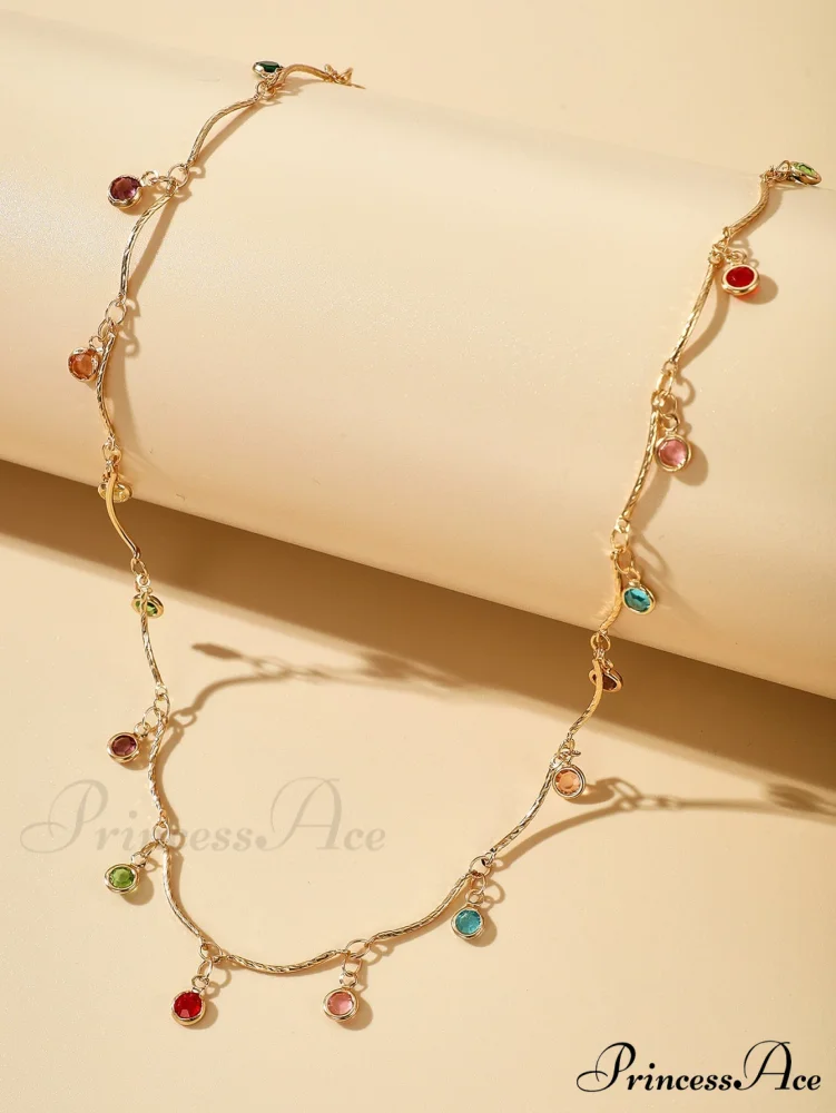 Random Color Rhinestone Charm Necklace - Image 2