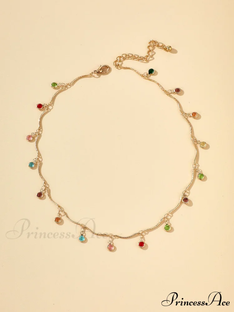 Random Color Rhinestone Charm Necklace - Image 3