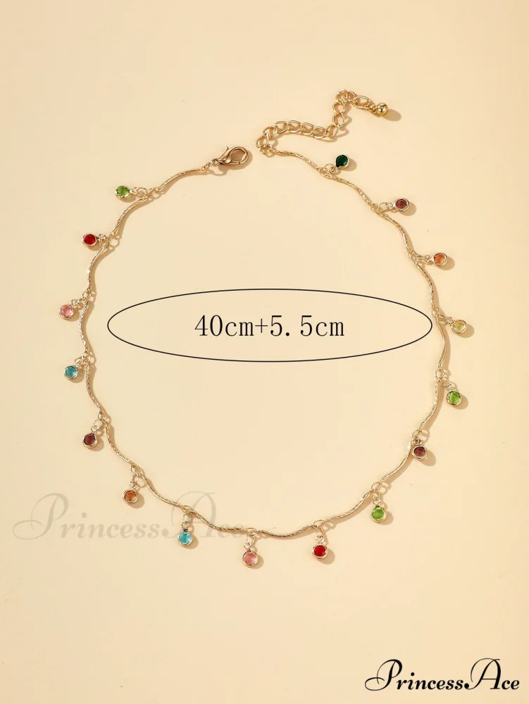 Random Color Rhinestone Charm Necklace - Image 5