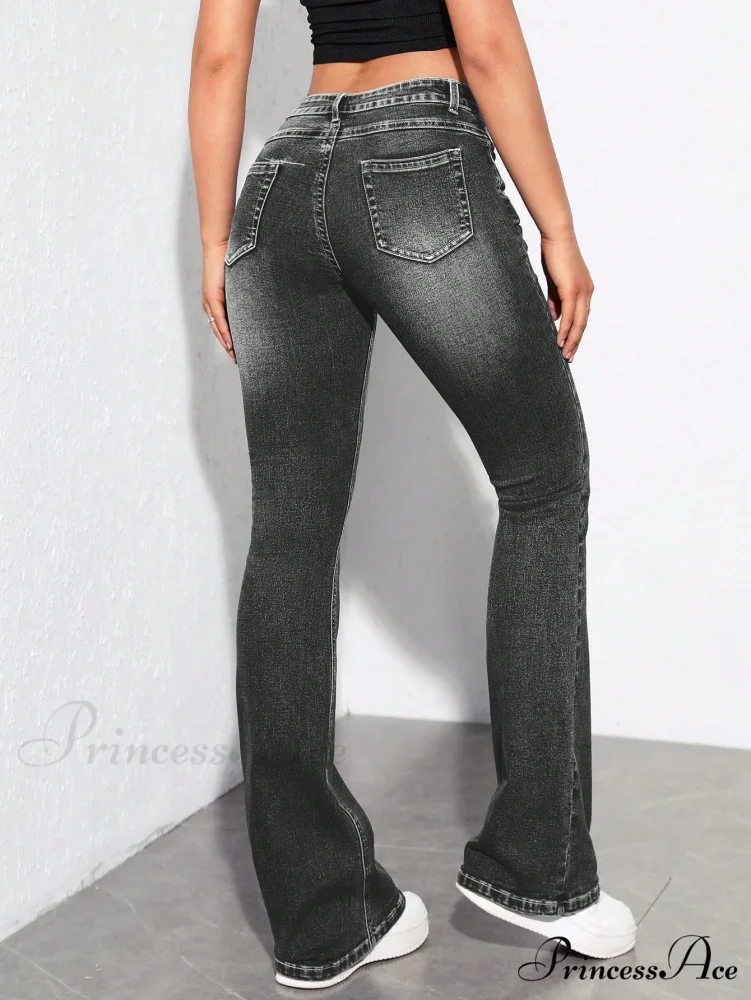 Slant Pocket Flare Leg Jeans - Image 2