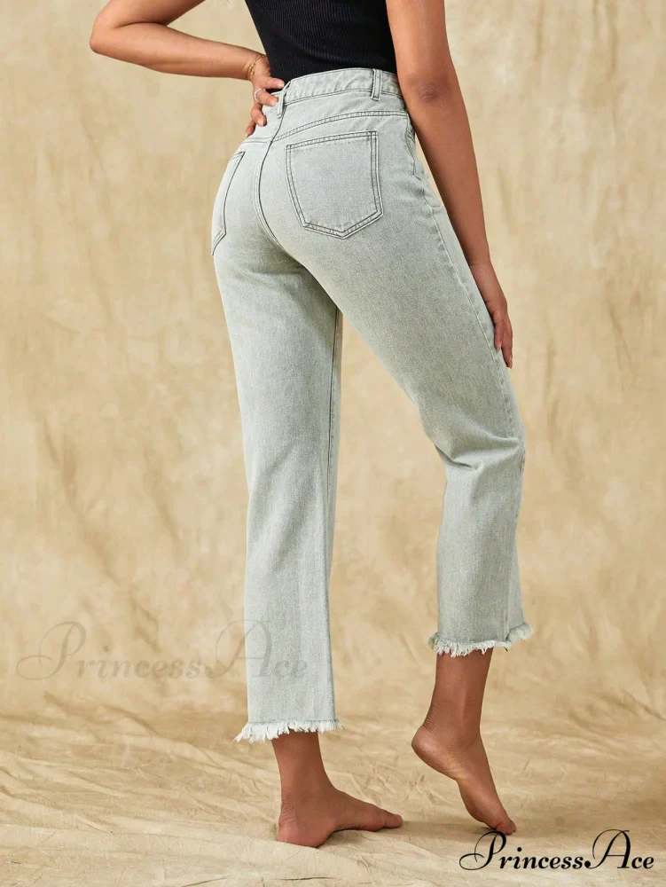 Raw Hem Straight Leg Jeans - Image 2