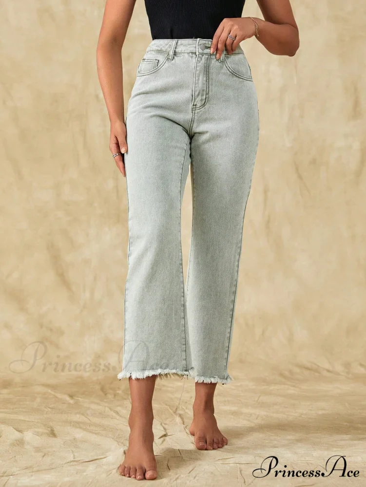 Raw Hem Straight Leg Jeans - Image 3
