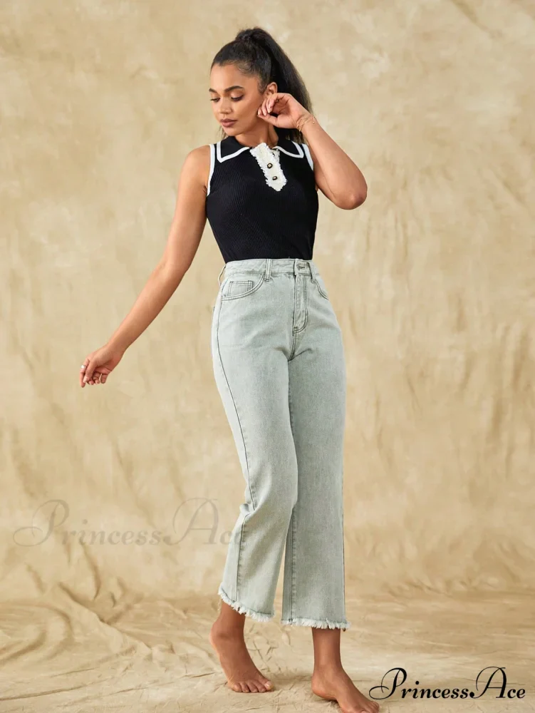 Raw Hem Straight Leg Jeans - Image 4