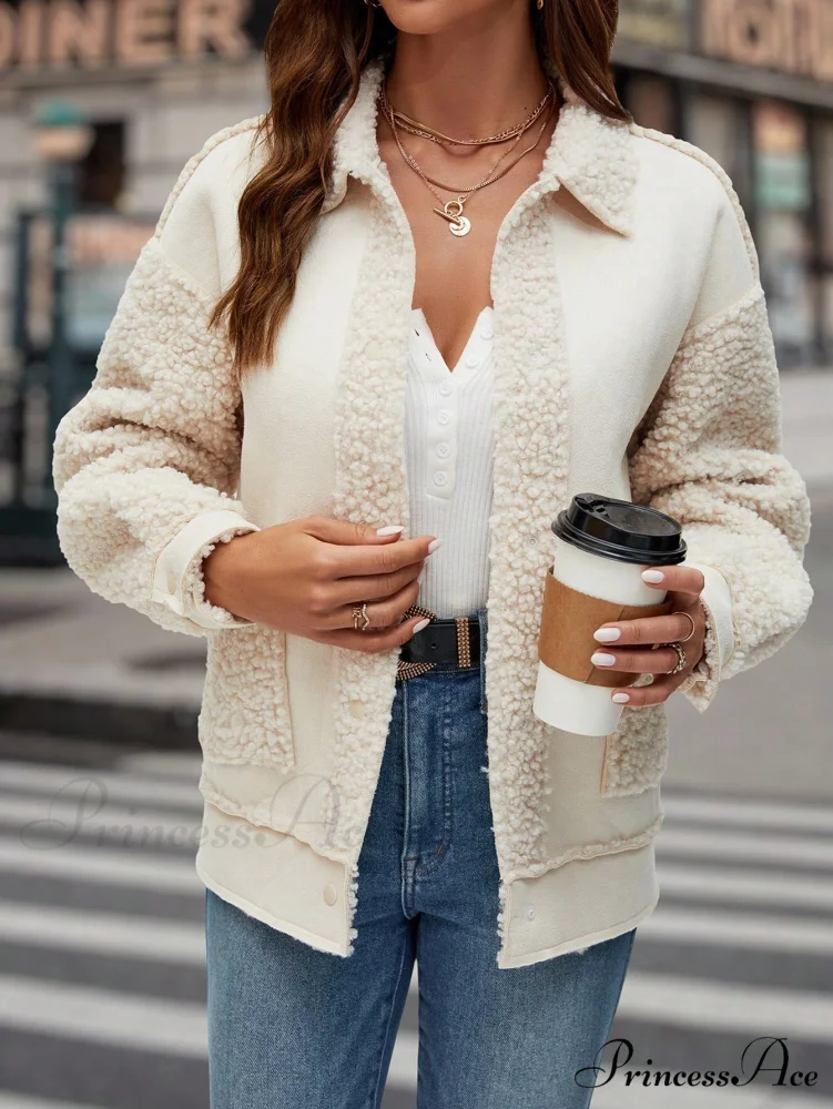 Drop Shoulder Teddy Panel Coat - Image 4