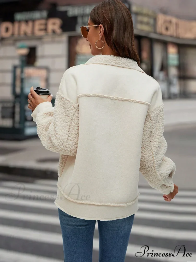 Drop Shoulder Teddy Panel Coat - Image 6
