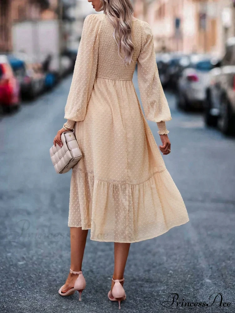 Swiss Dot Ruffle Hem A-line Dress - Image 2