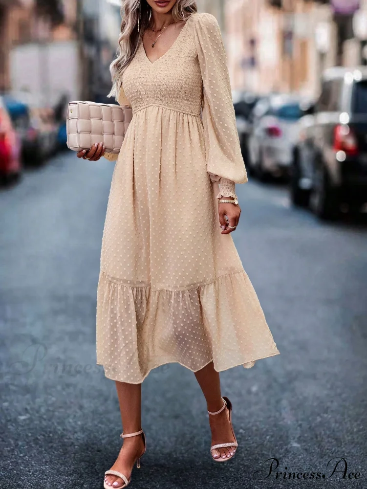 Swiss Dot Ruffle Hem A-line Dress - Image 3