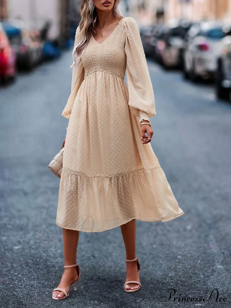 Swiss Dot Ruffle Hem A-line Dress - Image 6
