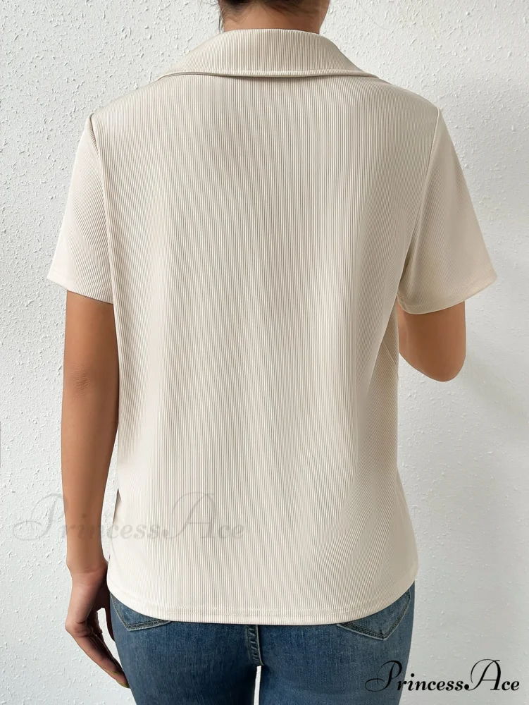 Solid Ribbed Knit Tee - Image 2