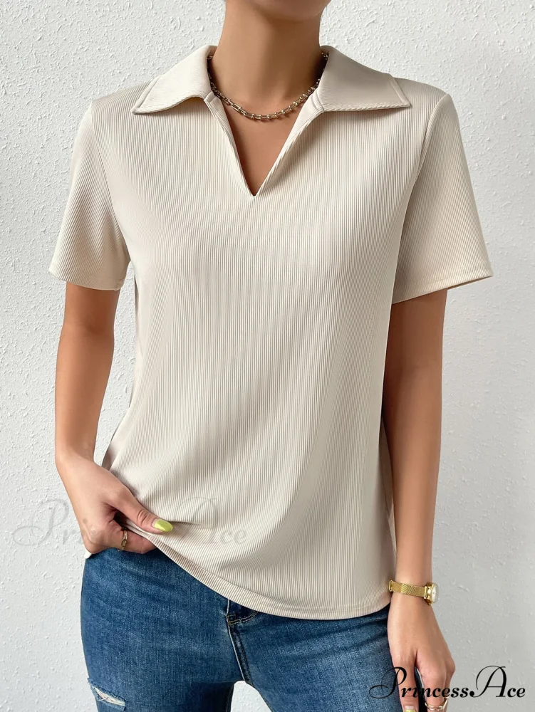 Solid Ribbed Knit Tee - Image 3