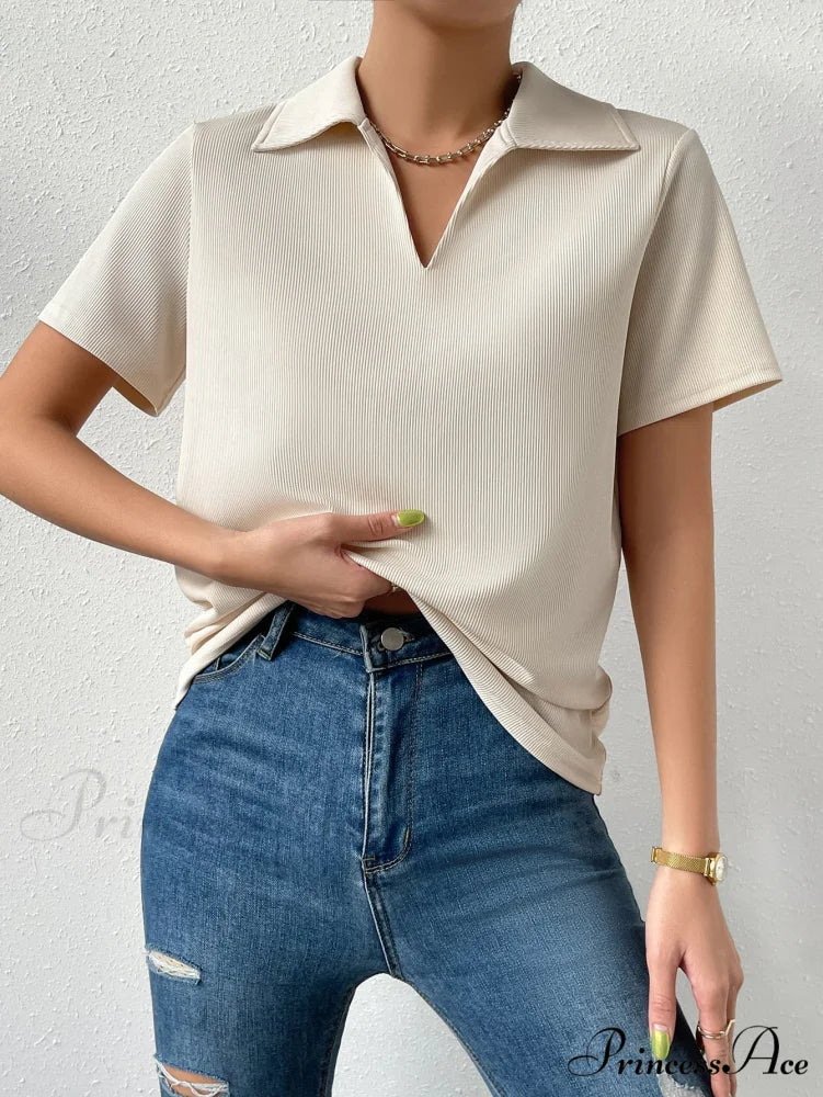 Solid Ribbed Knit Tee - Image 4