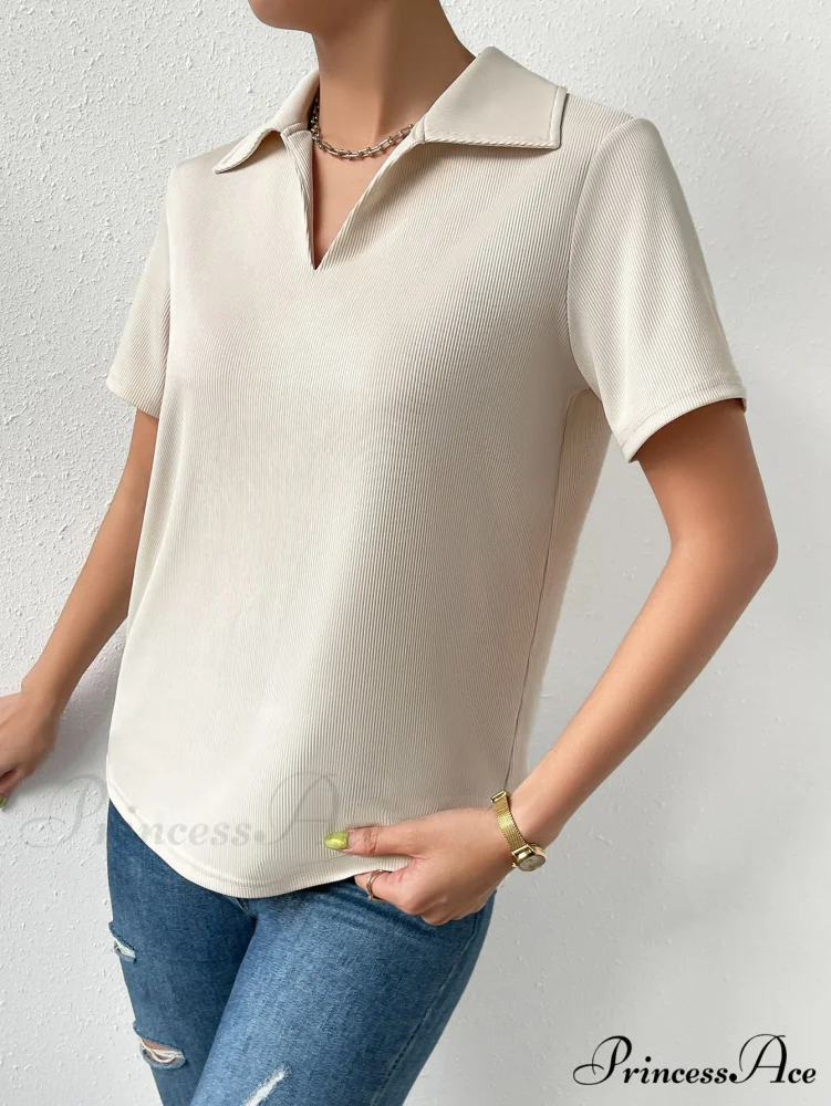 Solid Ribbed Knit Tee - Image 5