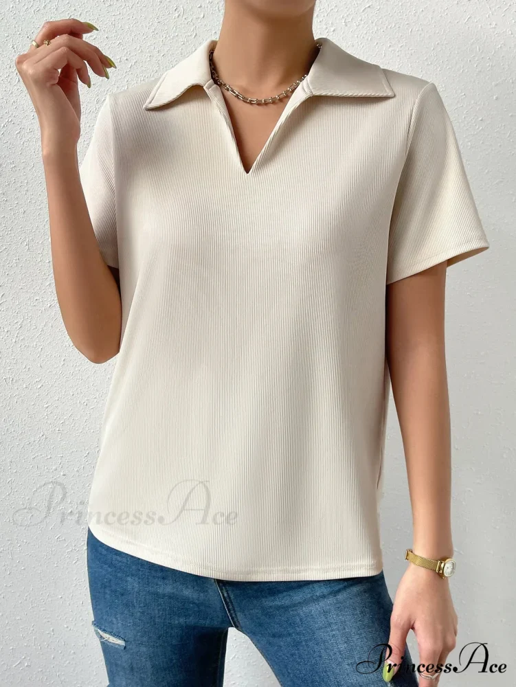 Solid Ribbed Knit Tee - Image 6