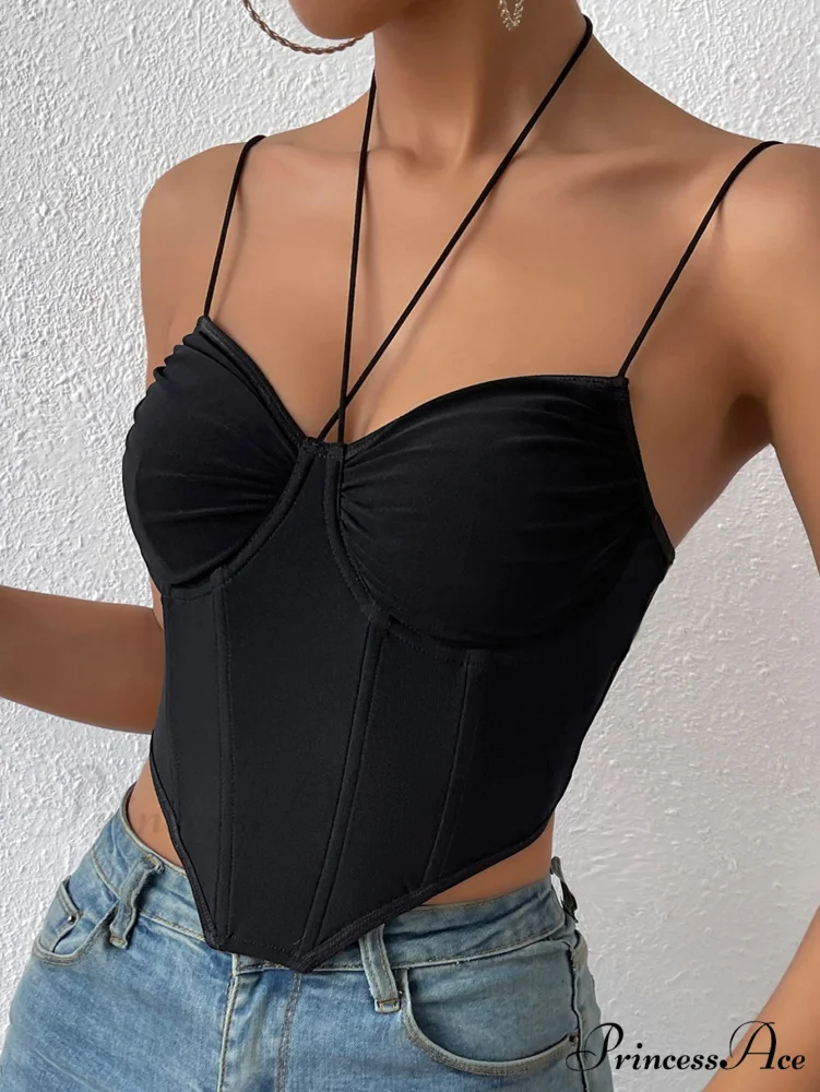 Neon Orange Asymmetrical Hem Bustier Cami Top - Image 7