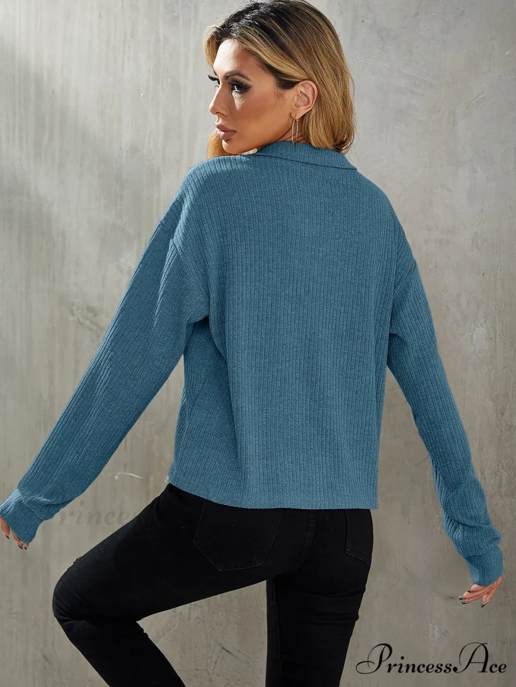 Drop Shoulder Rib-knit Tee - Image 2