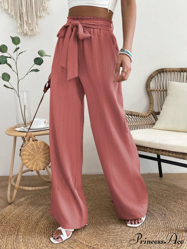 Paperbag Waist Belted Wide Leg Pants - Image 10