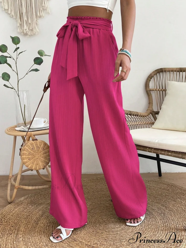 Paperbag Waist Belted Wide Leg Pants - Image 11
