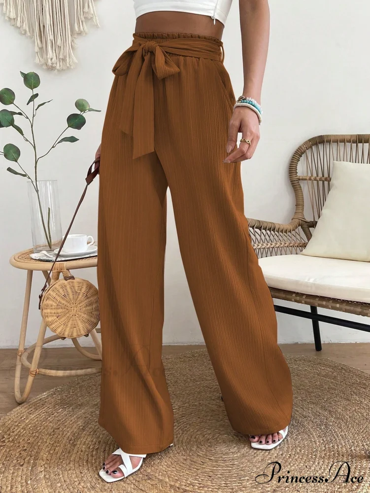 Paperbag Waist Belted Wide Leg Pants - Image 12